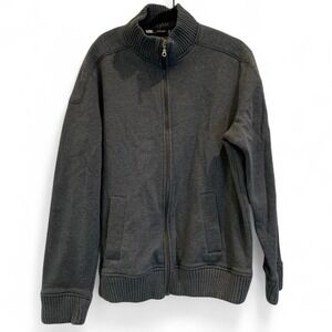 Apt. 9 Mens Full Zip Mock Neck Fleece Sweatshirt Charcoal Gray XL RN73277